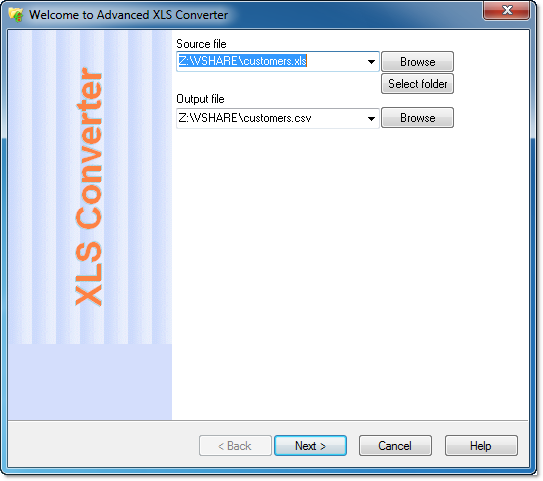 XLS (Excel) to CSV conversion with Advanced XLS Converter